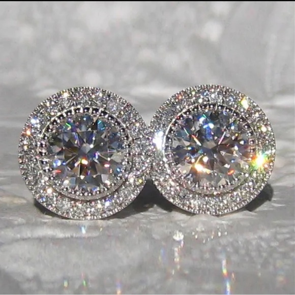 Jewelry - Gold Tone Cubic Zirconia Stud Earrings